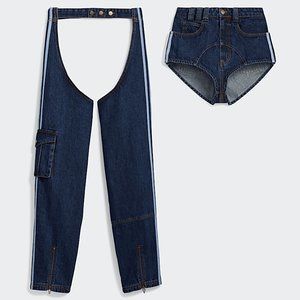 NWT Adidas x Ivy Park Dark Denim Chaps w/ Shorts